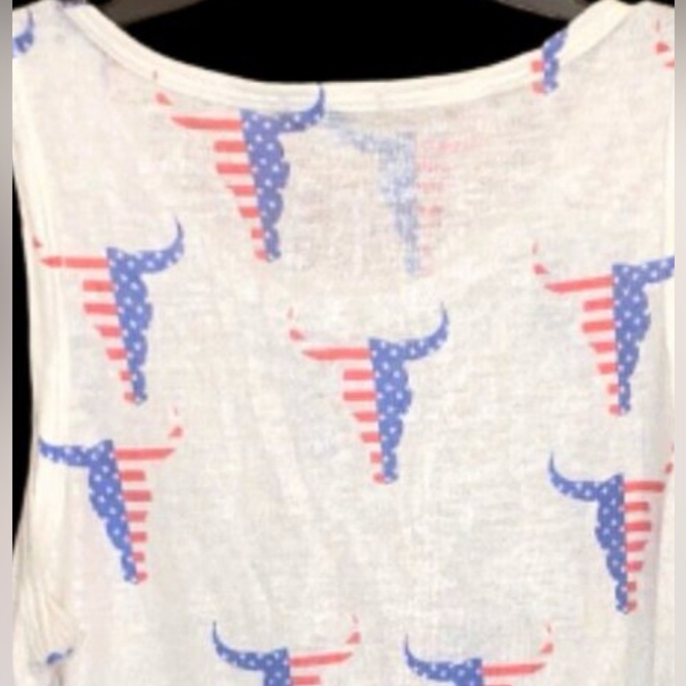 Longhorns Tank Top Red White Blue Flag Size XL Ladies